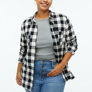 J. Crew Black & White Square Plaid Flannel Shirt Jacket S